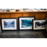 Three Framed Wyland Lithographs, all mounted, framed and glazed in contemporary black frames.
