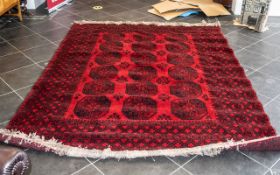 Large Red Persian Rug, attractive design with central panels and deep decorative edging,