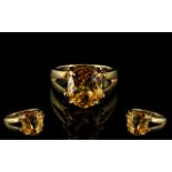 Ladies 9ct Gold Attractive Single Stone Citrine Set Ring. Fully Hallmarked for 9.375 to Interior