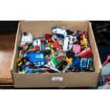 Box of Vintage Die Cast Models, including cars, trucks, Thunderbird, Matchbox, Corgi,