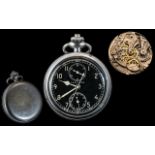 Hamilton Military Single Push Chronograph Pocket Watch, c1942, (model 23) 19-jewel lever movement,