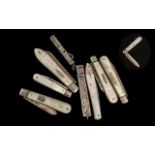 Collection of Silver and Mother of Pearl Fruit Knives.