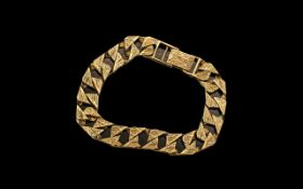 Gents 1970's Retro 9ct Gold Bark Link Bracelet, With Full Hallmark for 9.375.