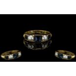 Antique Period 18ct Gold Pearl and Sapphire Set Dress Ring of Pleasing Design.