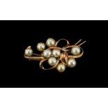 Antique Period 14ct Gold Pearl Set Brooch, With Makers Mark K-W and Marked 14ct. Lovely Piece of