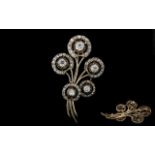 Antique Period - Stunning 18ct Gold Diamond Set Brooch, Floral Bouquet Design.