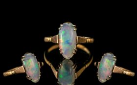 Antique Period - Attractive 9ct Gold Opal Set Ring, Marked 9ct.