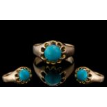 Antique Period Attractive Single Stone Turquoise Set Ring. Raised Claw Setting.