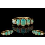 Antique Period - Attractive 9ct Gold 5 Stone Opal Set Dress Ring, Excellent Setting.