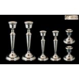 Elizabeth II Superb Set of Six Sterling Silver Candlesticks ( 3 ) Pairs of Various Sizes of