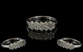 Ladies Impressive 9ct White Gold and Diamond Ring. Fully Hallmarked to Shank. 0.