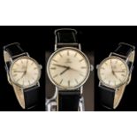 Gents Omega Wristwatch Silvered Dial With Baton Numerals And Center Seconds, Manual Wind,