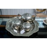 Silver Plate Tea Service of Large Proportions. Stamped Vicolta to the Bases. Comprises Tray 16