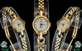 Rolex - Precision Ladies 9ct Gold Mechanical Wrist Watch. Full Hallmark to Case and Bracelet.