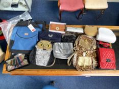 Large Collection of Ladies Bags. Includes Victorian Style Clutch Bag, Bag In The Shape of An Owl,