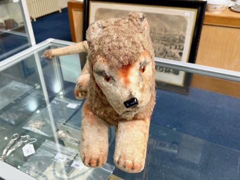 A child's plush toy stuffed Lion c 1900.