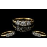 Ladies 9ct Gold Attractive 3 Stone Diamond Set Ring. Full Hallmark to Interior of Shank.