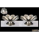 Victorian Period Superb Pair of Sterling Silver Small Pedestal Bowls with Open-worked Decoration