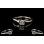 Ladies 9ct White Gold Attractive Contemporary Princes Cut Diamond Set Ring. Marked to Shank 9.375