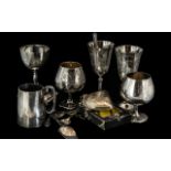 Collection of Silver Plated Ware, comprising tankards, various flatware, a purse on chain,