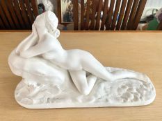 Art Deco 1930's Nude Lady Sculpture, Plaster Chalk Ware. Exceptionally Nice Example. Please See