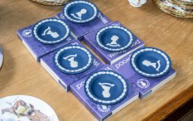 Wedgwood Portland Blue Jasper Silver Jubilee 1952-1977 round sweet dishes, four HM The Queen,