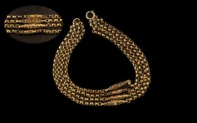 Antique Period - Pleasing Quality 9ct Gold 4 Strand Belcher Link Bracelet with Bolt Ring.