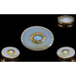 Antique Period Attractive 9ct Gold Mounted Chalcedony Brooch, Opal Set to Centre of Oval Form.