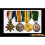 British World War I Medals and Ribbons ( 4 ) In Total. All Medals Marked - Awarded to 1698 PTE. A.
