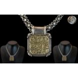 Middle Eastern - Early 20th Century Superior Quality Silver Amulet / Pendant With a Suspended Front,