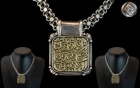 Middle Eastern - Early 20th Century Superior Quality Silver Amulet / Pendant With a Suspended Front,