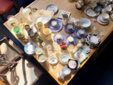 Large Collection of Misc Items. Includes Collection of Blue / White Cups & Saucers, 2 Glass Wall