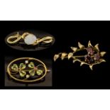 A Fine Collection of Antique Period 15ct and 18ct Stone Set Brooches of Excellent Proportions.