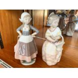 Lladro Dutch Girl Figurine, No. 5064, 11'' tall, together with a Lladro Nao figure girl with basket,