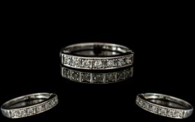9ct White Gold Half Eternity Ring, set with round brilliant cut diamonds, fully hallmarked, ring