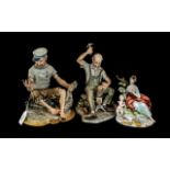 Three Capodimonte Figures comprising a sailor and a cobbler. Both measuring approx 8 by 10 inches.
