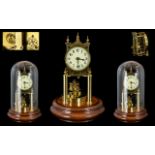 Gustav Becker - Brass Signed 19th Century Anniversary Clock, Under a Glass Dome.