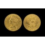 United States of America LIberty Head Ten Dollar Gold Coin -Date 1907. Top Grade E.F/UNC. Please