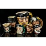 Six Royal Doulton Miniature Toby Jugs, comprising John Peel, Viking, Dick Turpin, Beefeater,