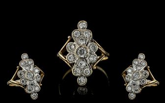 Ladies - Attractive 9ct Gold Diamond Set Ring of Excellent Design.