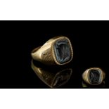 9ct Gold Carved Intaglio Gents Signet Ring. After the Grand Tour. Ring Size N.