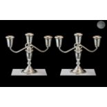 A Fine Pair of Sterling Silver Three Branch Candelabra - can also be used as a small pair of