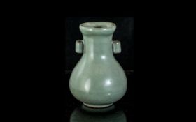 19th Century Celadon Vase of Small Proportions. Bluey / Grey In Colour. Approx Size 4.5 Inches