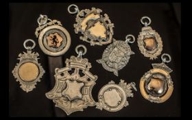 A Collection of Vintage and Antique Sterling Silver Medals ( 8 ) In Total, All with Full Hallmarks.