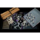 Collection of Costume Jewellery, comprising necklaces, beads, pearls, pendants, cigarette case,