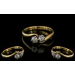 18ct Yellow Gold Two Stone Diamond Ring - 18ct Gold Two Stone Diamond Ring,