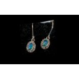 Opal Halo Set Drop Earrings, 1.