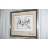 Ronald "Carl" Giles Signed Cartoon Print titled 'Didn't Dad have funny little legs when he was a