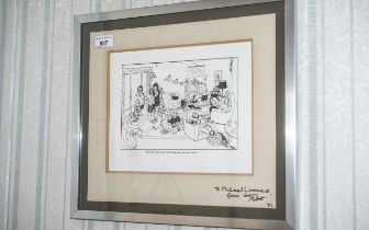 Ronald "Carl" Giles Signed Cartoon Print titled 'Didn't Dad have funny little legs when he was a