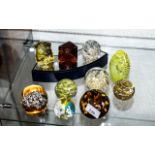 Collection of Quality Paper Weights, ten in total, in shades of amber and yellow,